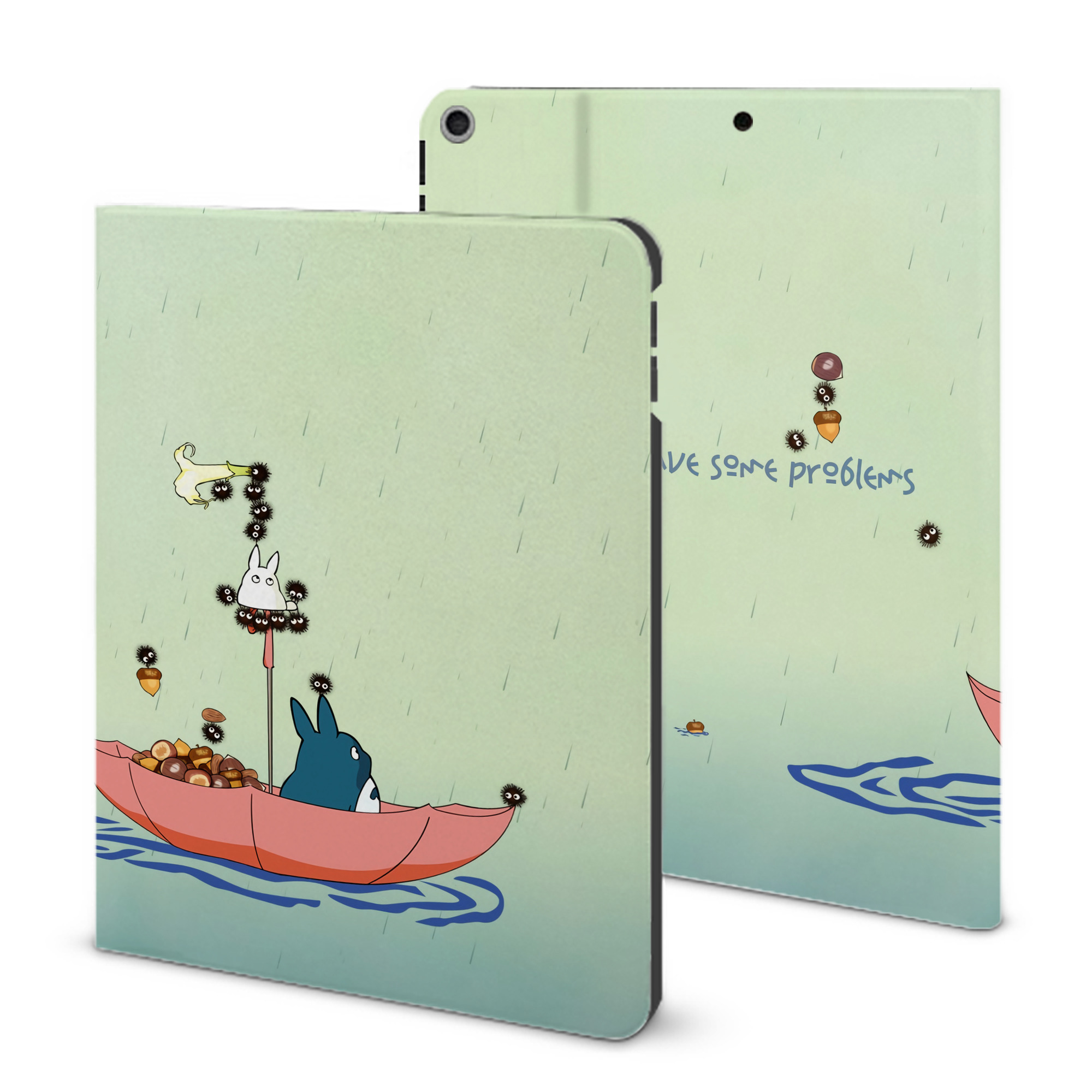 （画像用） となりのトトロ 草壁メイ 草壁サツキ My Neighbor Totoro Satsuki Kusakabe Mei Kusakabe IPad ケース ブック型 PUレザー TPU 耐衝撃 軽量 薄型 ペン収納なし 全面保護 IPad 各モデル対応